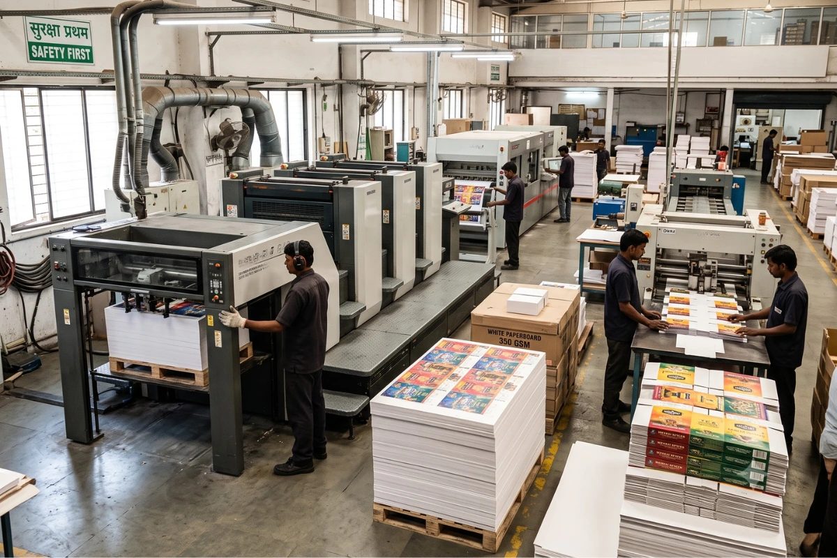 Offset printing floor at Krishiv Packaging