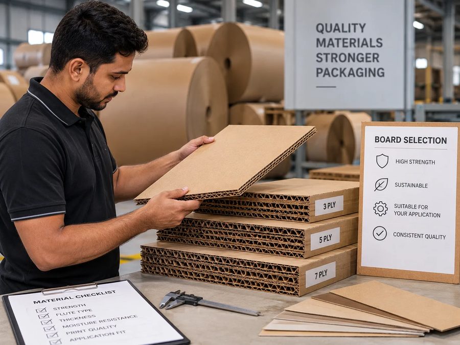 Board Selection step in Krishiv Packaging manufacturing process