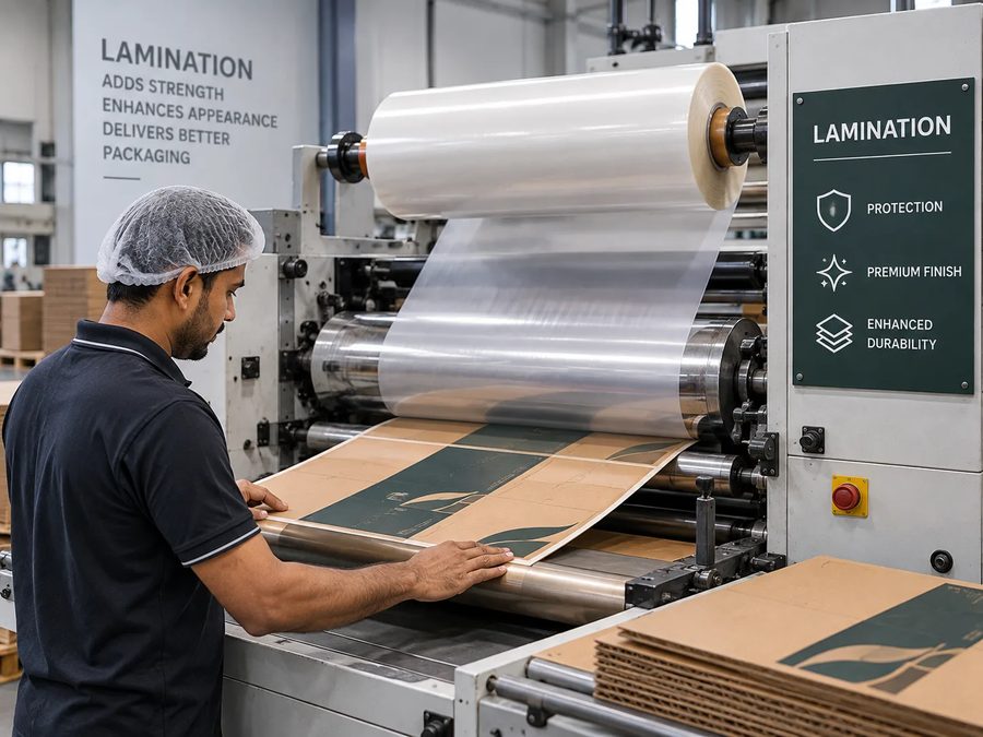 Lamination step in Krishiv Packaging manufacturing process