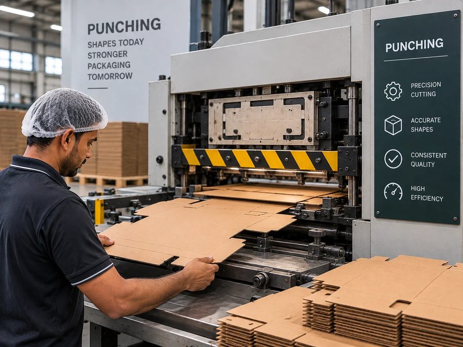 Punching step in Krishiv Packaging manufacturing process