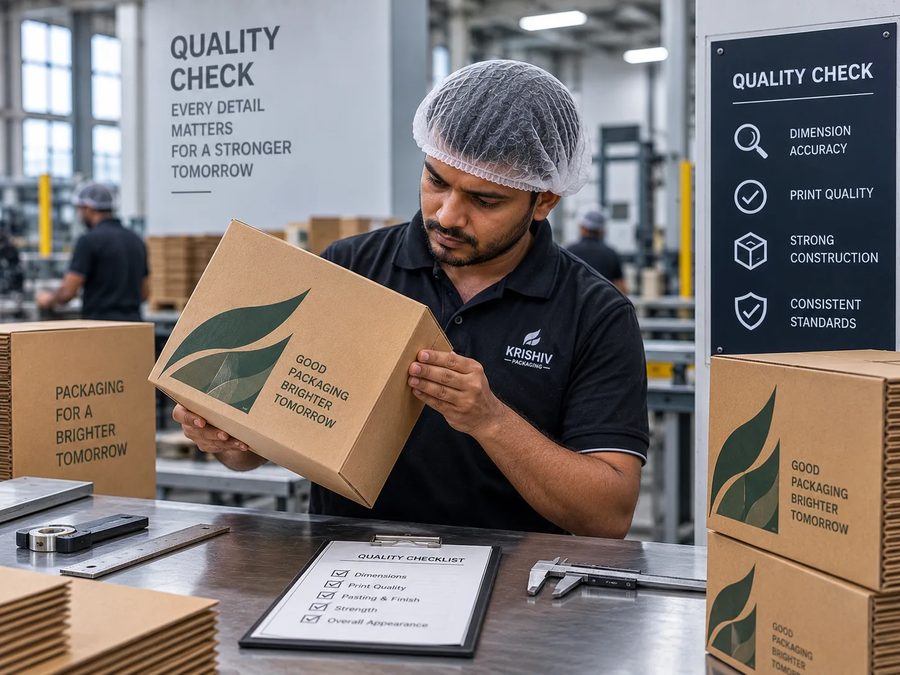 Quality Check step in Krishiv Packaging manufacturing process